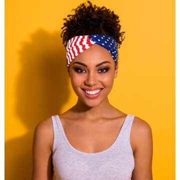 Shimmer Anna Shine Red White and Blue Patriotic American Flag Headband USA (Cotton Stars and Stripes...