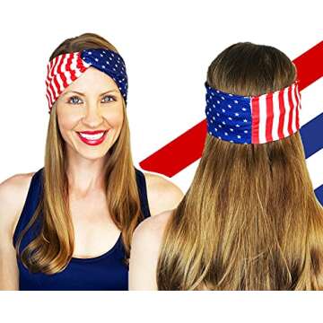 Shimmer Anna Shine Red White and Blue Patriotic American Flag Headband USA (Cotton Stars and Stripes)