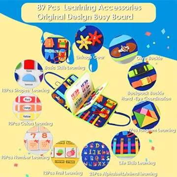 Montessori Activity Busy Book for Toddler - 1 2 3 4 5 Years Old,Learning Activity Busy Board for Toddlers 1-3,Quiet Sensory Board Educational Toys for Motor Skills,Travel Toys for Airplane Car Easter