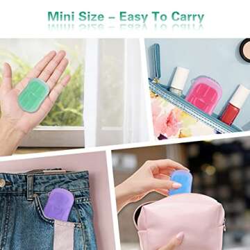 Bamsod 12 Boxes (240 Sheets) Mini Hand Soap Sheets Soap Paper Sheets Portable Disposable Travel Scented Bath Slice Sheet Foaming Paper Soap Confetti Slide Flakes for Travel and Outdoor