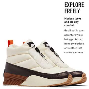 Sorel Women's Out 'N About Puffy Zip Waterproof Boot - Chalk, New Cinder - Size 8