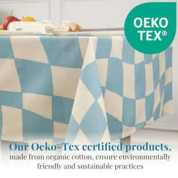 Folkulture Blue Rectangle Checkered Tablecloth - 60" x 84" for Picnic, Outdoor & Summer Table Decor