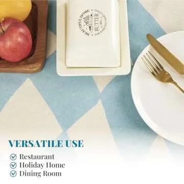 Folkulture Blue Rectangle Checkered Tablecloth - 60" x 84" for Picnic, Outdoor & Summer Table Decor