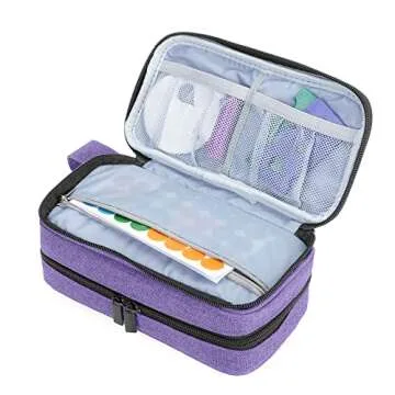 LUXJA Essential Oil Carrying Case - Portable Double-Layer Organizer for 12 Essential Oil Bottles, Pu...