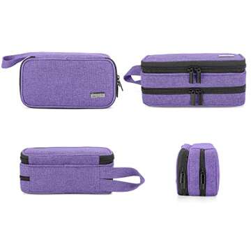 LUXJA Essential Oil Carrying Case - Holds 12 Bottles (5ml-15ml, Also Fits for Roller Bottles), Portable Double-Layer Organizer for Essential Oil and Accessories, Purple