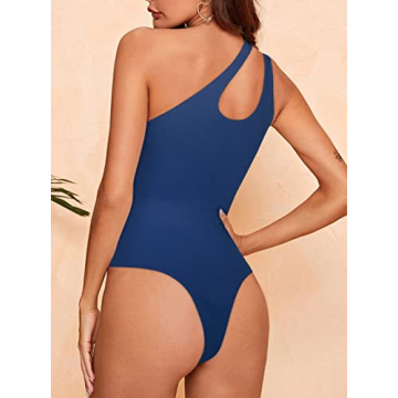 REORIA One Shoulder Cutout Bodysuit for Summer Style