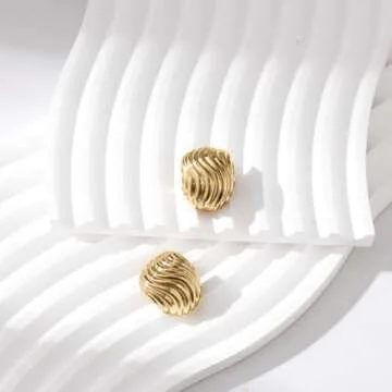 Canboer Big Chunky Gold Earrings | 18k Gold Hypoallergenic Statement Earrings