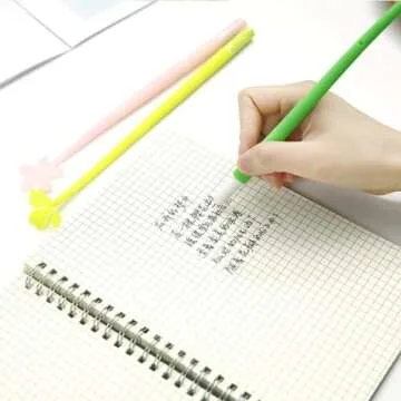 rrrrr Creative Gel Pen Small Fresh Cute Four-Leaf Clover Shape Gel Pen Students Stationery Black Ink 0.5mm Random Color 3PC