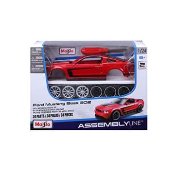 Maisto 1:24 Scale Assembly Line 2012 Ford Mustang Boss 302 Die-Cast Vehicle (Colors May Vary), Small