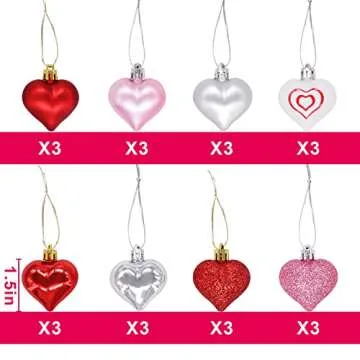 Valentines Day Decor 23.2" Lighted Birch Tree with 24pcs Heart Tree Ornaments, Valentine Table Decorations White Birch Twig Tree with LED Lights and Cute Heart Decor for The Home Wedding Dinner Gifts