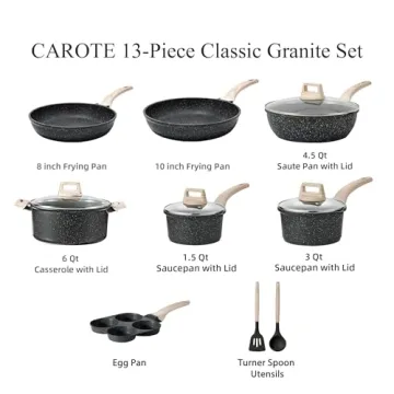 CAROTE Nonstick Pots and Pans Set 13Pcs Healthy Cooking
