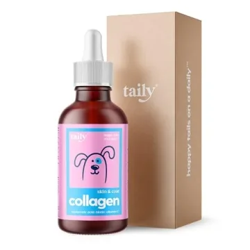 Skin and Coat Supplement for Dogs, Cats | Taily Liquid Collagen for Dogs | Itch Relief for Dogs with Allergies, with Grass Fed Collagen, Biotin, Vitamin C and Hyaluronic Acid | Made in USA