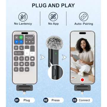 EZColoris 2 Pack Wireless Microphone for iPhone Android USB C Lav Mic for iPhone 15 Phone Microphone...
