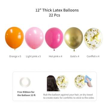 ANSOMO Pink and Orange Happy Birthday Party Decorations Hot Pink Gold Banner Balloons Décor Supplies Women Girls Teens Her Tassel Garland Tissue Pom Poms