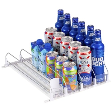 RULA Drink Organizer | Adjustable Width Self-Pushing Fridge Dispenser