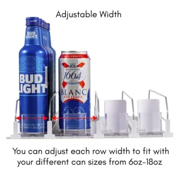 RULA Drink Organizer for Fridge - Adjustable Self-Pusher