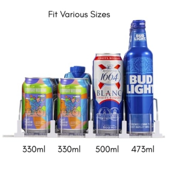 RULA Drink Organizer for Fridge - Adjustable Self-Pusher