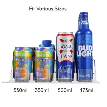 RULA Drink Organizer for Fridge - Adjustable Self-Pusher