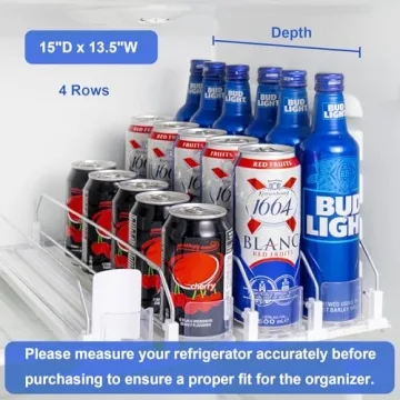 RULA Drink Organizer for Fridge - Adjustable Self-Pusher