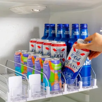 RULA Drink Organizer for Fridge - Adjustable Self-Pusher