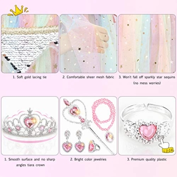 Fedio 7 Piece Princess Cape Set for Girls