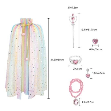 Fedio 7 Piece Princess Cape Set for Girls