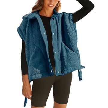 VAOYIU Women's Cozy Oversized Fleece Vest - Stylish Sherpa Jacket with Pockets