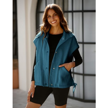 VAOYIU Women's Oversized Fleece Vest Sherpa Jacket with Pockets