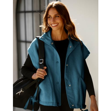 VAOYIU Women's Oversized Fleece Vest Sherpa Jacket with Pockets