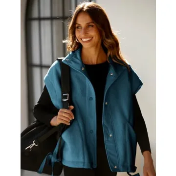 VAOYIU Women's Oversized Fleece Vest Sherpa Jacket with Pockets