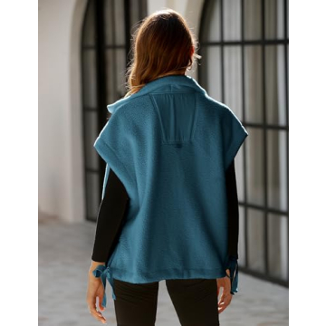 VAOYIU Women's Oversized Fleece Vest Sherpa Jacket with Pockets