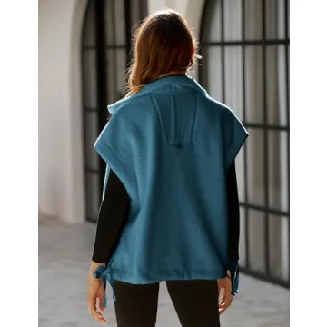 VAOYIU Women's Oversized Fleece Vest Sherpa Jacket with Pockets