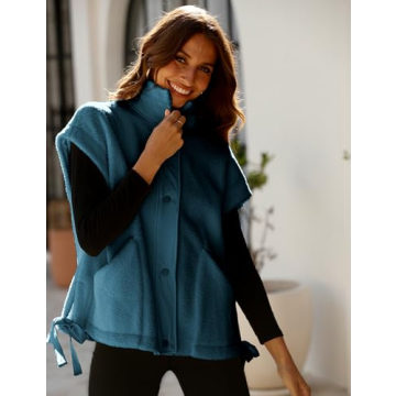 VAOYIU Women's Oversized Fleece Vest Sherpa Jacket with Pockets