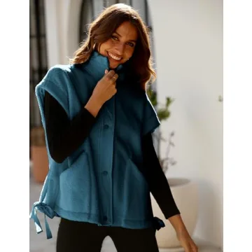 VAOYIU Women's Oversized Fleece Vest Sherpa Jacket with Pockets