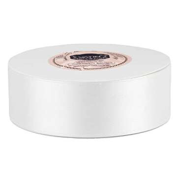 VATIN Solid Color Double Faced White Satin Ribbon 1-1/2" Wide 50-Yards Long Perfect for Wedding Deco...