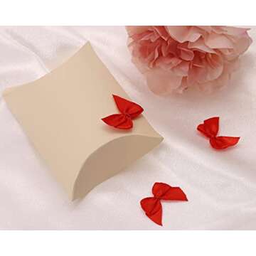 Shapenty Mini Satin Ribbon Bows Flowers Boutique for Sewing Scrapbook Card Making Wedding Christmas Gift Girls Dress Hair Accessories Decoration Crafting, 2.5x2cm, 60PCS (Red)