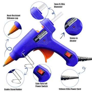 ZFYOUNG Mini Hot Glue Gun 10pcs Glue Stick Hot Glue Gun Set For Quick Repair Artist DIY Art Home 20w...