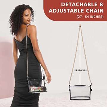 Vorspack Clear Bag Stadium Approved - Clear Crossbody Bag Cute Clear Purses for Women PVC Clear Purse for Stadium Concert Prom Festival - Black