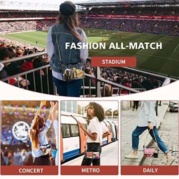 Vorspack Clear Bag Stadium Approved - Clear Crossbody Bag Cute Clear Purses for Women PVC Clear Purse for Stadium Concert Prom Festival - Black