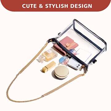 Vorspack Clear Bag Stadium Approved - Clear Crossbody Bag Cute Clear Purses for Women PVC Clear Purse for Stadium Concert Prom Festival - Black