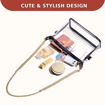 Vorspack Clear Bag Stadium Approved - Clear Crossbody Bag Cute Clear Purses for Women PVC Clear Purse for Stadium Concert Prom Festival - Black