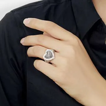 UNY Ring Twisted Cable Wire Designer Inspired Fashion Brand David Vintage Heart Pave CZ Antique Women Jewelry Gift (White, 7)