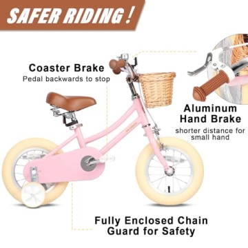 Petimini 12 Inch Kids Bike for Ages 2-4 in Pink