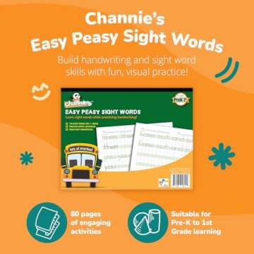 Channie’s Easy Peasy 100 Sight Words Workbook, Practice Printing, Tracing & Handwriting, 80 Pages,...