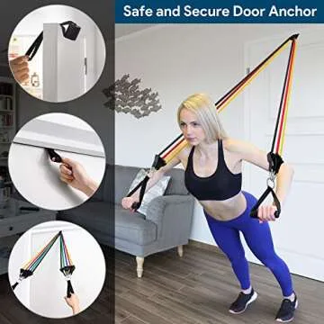 AMBOR Exercise Resistance Bands Set with Handles, Door Anchor, Ankle Straps, Carrying Bag for Home Workouts Fitness Training