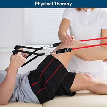 AMBOR Exercise Resistance Bands Set with Handles, Door Anchor, Ankle Straps, Carrying Bag for Home Workouts Fitness Training