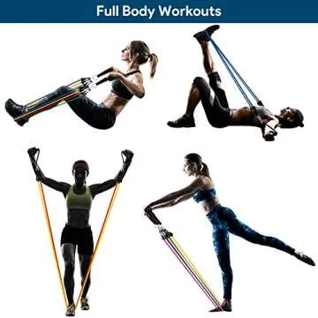 AMBOR Exercise Resistance Bands Set with Handles, Door Anchor, Ankle Straps, Carrying Bag for Home Workouts Fitness Training