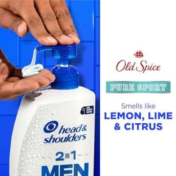 Head & Shoulders 2-in-1 Dandruff Shampoo and Conditioner Set, Clinically Proven Dandruff & Itch Relief, Lemon-Lime Scent of Old Spice Pure Sport, Nourish Scalp & Hair, 31.4 Fl Oz Each, 2 Pack