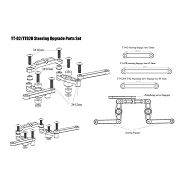 Aluminum Crank Steering Set for Tamiya TT-02 Models