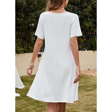 FZ FANTASTIC ZONE Women's Casual Summer T Shirt Dresses Short Sleeve Swing Dress with Pockets A Beige